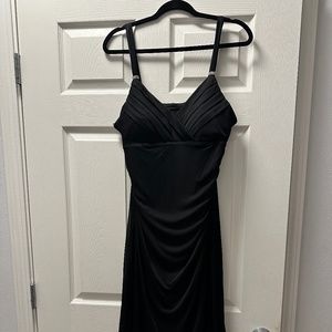 Occasion Mesh Overlay strapped black dress with rhinestones on straps